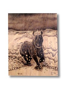 Rampage (wood print | black on wood background)