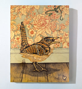 Wren (wood print | natural background)