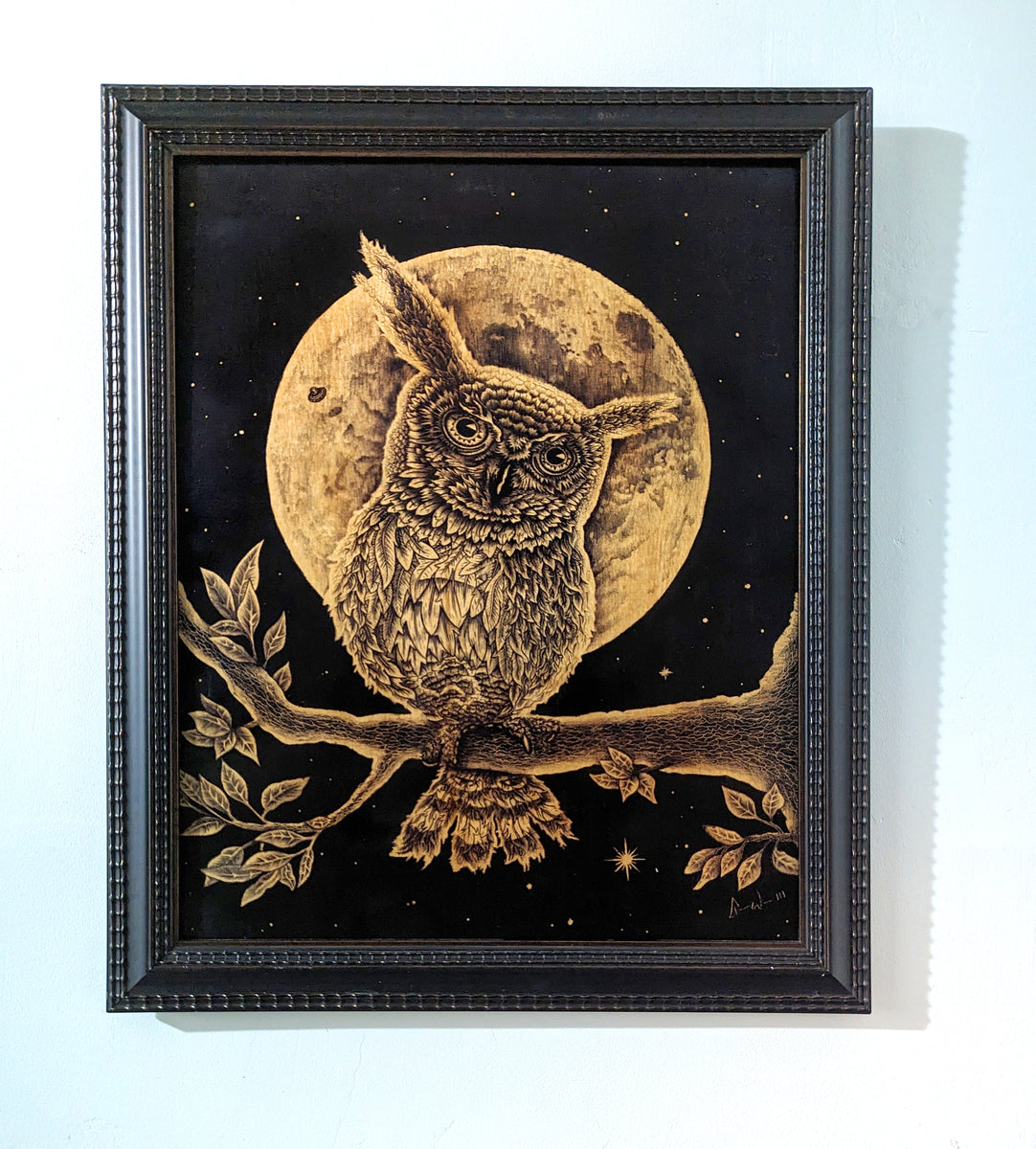 Owl (black & white) – Art by Tom Wrenn
