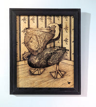 Pelican (wood print | black on a wood background)