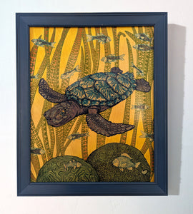 Beneath the Sheltering Sky (wood print | purple and yellow background)
