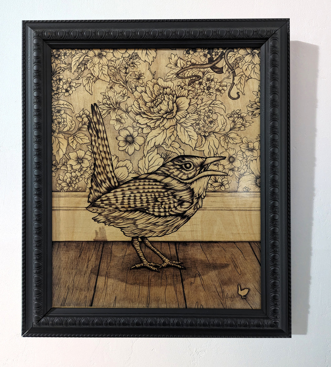 Wren (wood print | black & white)