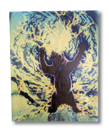 The Spirit Bear (blue and purple wood print)