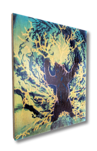 The Spirit Bear (blue and purple wood print)