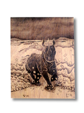 Rampage (wood print | black on wood background)