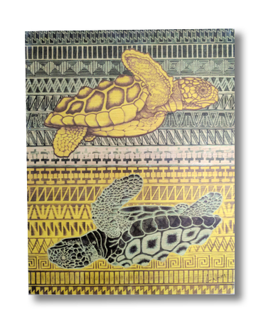 Obstacles (wood print | blue and green)