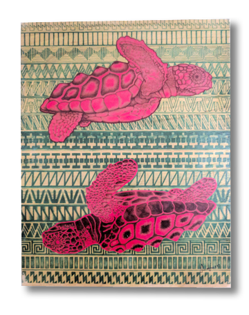 Obstacles (wood print | red on green background)