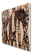 Fragmented Seahorse (wood print | black on wood background)