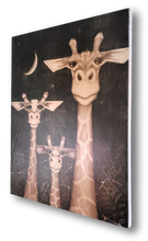 Giraffe (wood print | black on a wood background)